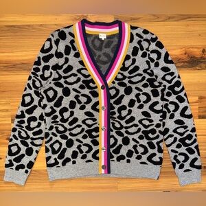 KULE The Cat Leopard Cardigan Sweater Women’s Small Cashmere Wool Button Front